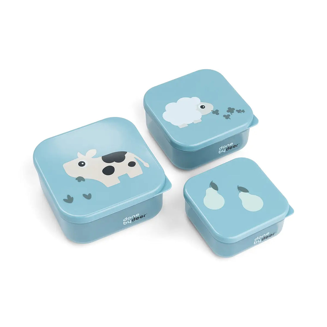 boîte à goûter lot de 3 - tiny farm - bleu - Done by Deer